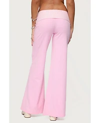 Edikted Women's Meshey Striped Fold Over Pants