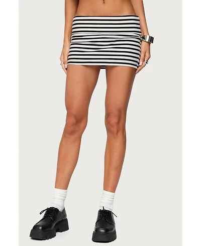 Edikted Womens Rylan Striped Fold Over Mini Skort