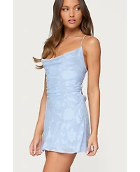 Edikted Women's Velvet Embroidered Backless Mini Dress