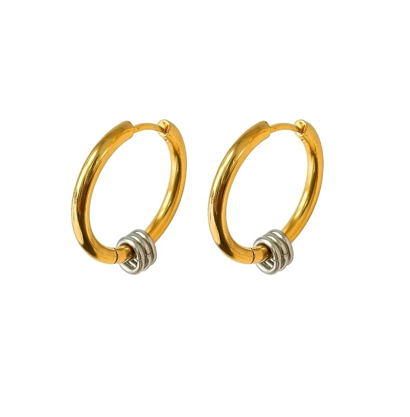 Hollywood Sensation Signature Style Mixed Metal Two-Tone Earrings