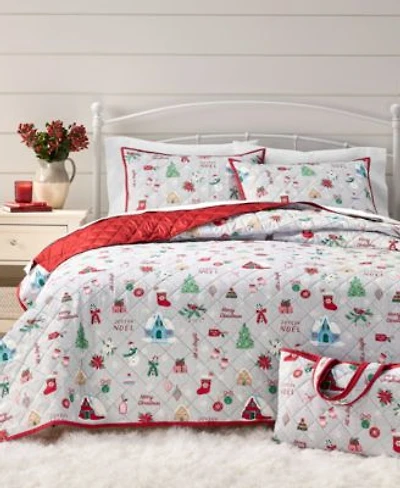 Holiday Lane Holiday Icons Quilt Tote Set Exclusively At Macys