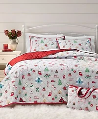 Holiday Lane Holiday Icons Quilt Tote Set Exclusively At Macys