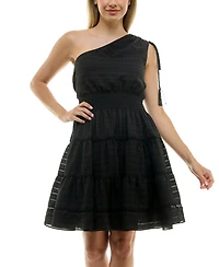 Taylor Women's One-Shoulder Seersucker Fit & Flare Dress