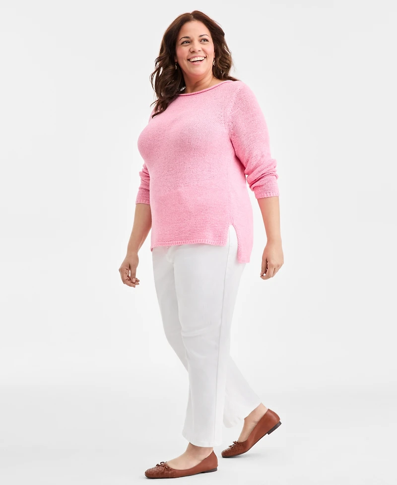 Style & Co Plus Boat-Neck Tape Yarn Sweater, Macy's Exclusive