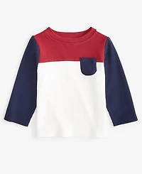 First Impressions Baby Boys Long-Sleeve Waffle Colorblocked T-Shirt