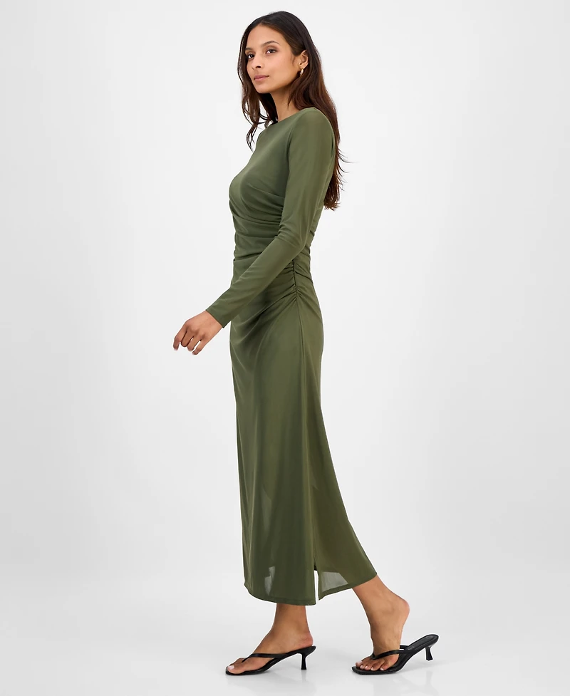 Bar Iii Women's Low-Back Ruched Mesh Midi Dress, Macy's Exclusive