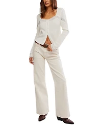 Free People Women's Lets Party Square-Neck Button-Front Top