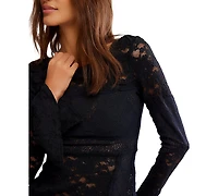 Free People Women's Flared-Sleeve Sheer Lace Top