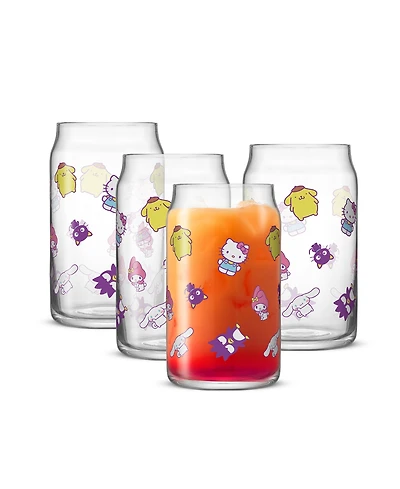 JoyJolt Hello Kitty Friends Character Toss Can Drinking Glasses, Set of 4