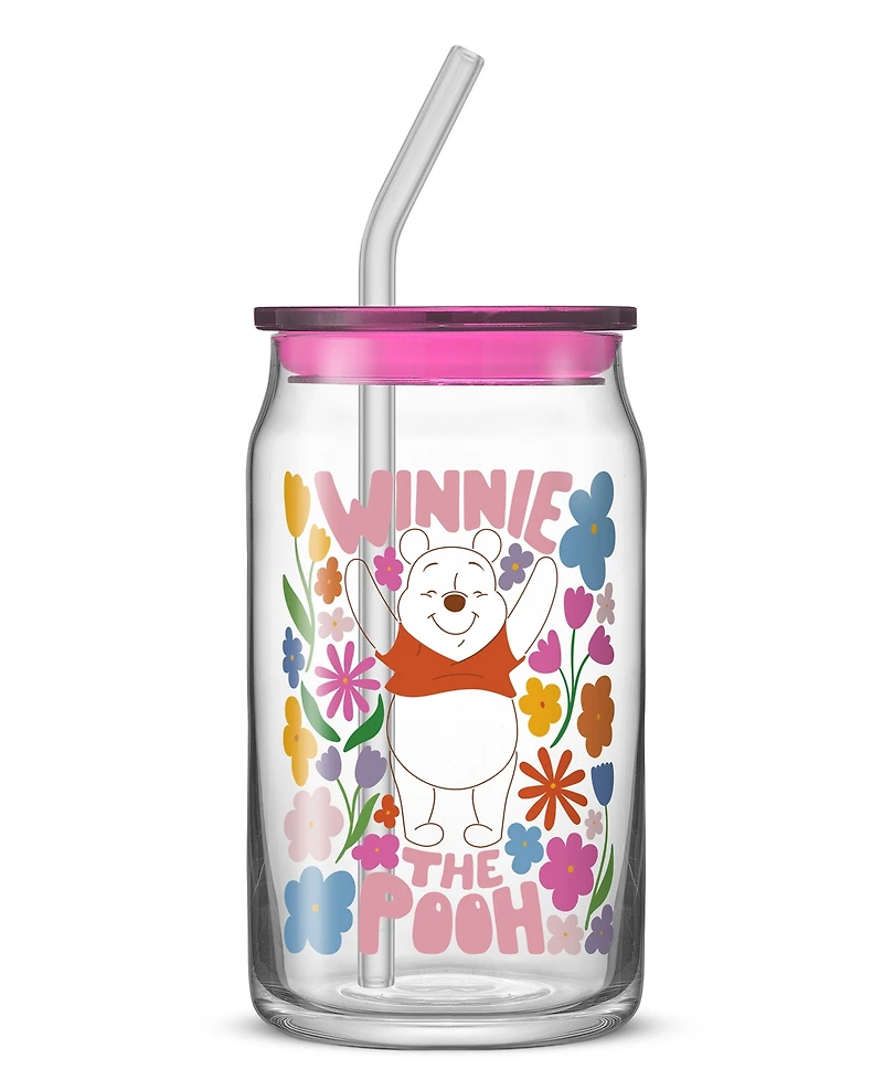 JoyJolt Pooh and Friends Can Tumblers with Lids and Straws, Set of 4