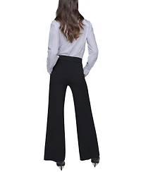 Karl Lagerfeld Paris Women's Side-Button Wide-Leg Ponte Pants