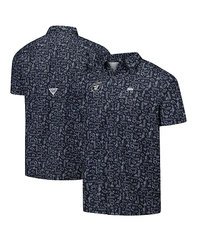 Columbia Pfg Men's Black Las Vegas Raiders Super Slack Tide Omni-Wick Button-Up Shirt