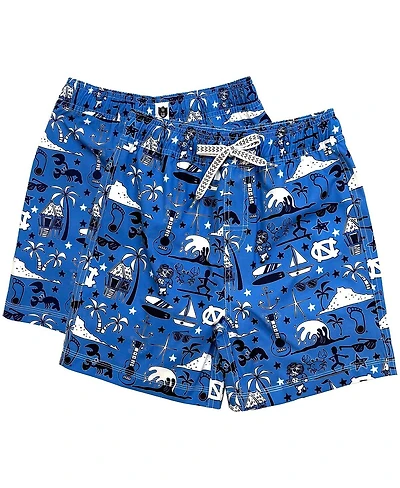 Wes & Willy Big Boys and Girls Carolina Blue North Tar Heels Luau Swim Trunks