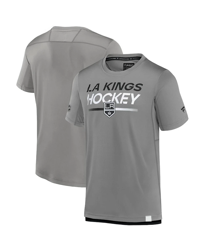 Fanatics Men's Gray Los Angeles Kings Authentic Pro Tech T-Shirt