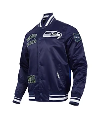 Pro Standard Men's College Navy Seattle Seahawks Sublimated Satin Full-Snap Jacket