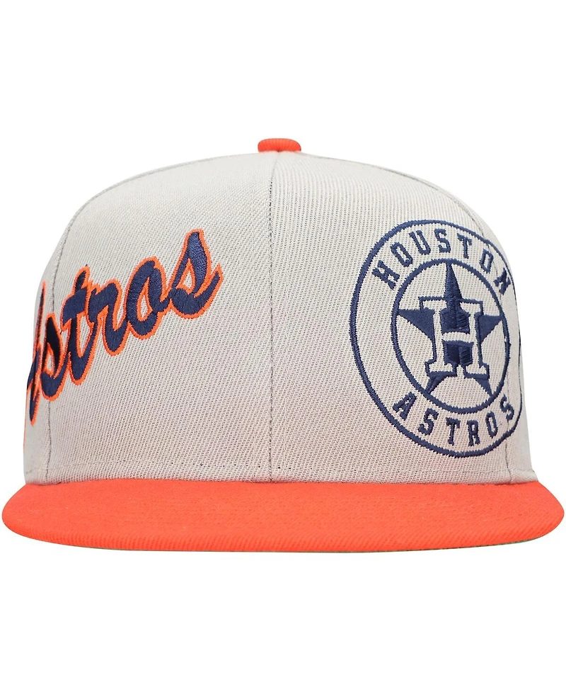Mitchell & Ness Men's Gray/Orange Houston Astros Knock Out Panel Snapback Hat