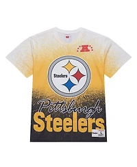 Mitchell & Ness Men's White Pittsburgh Steelers Team Burst Vintage Logo T-Shirt