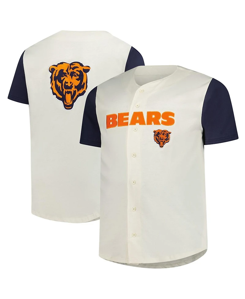 Fanatics Men's Cream Chicago Bears Full-Button Short Sleeve T-Shirt