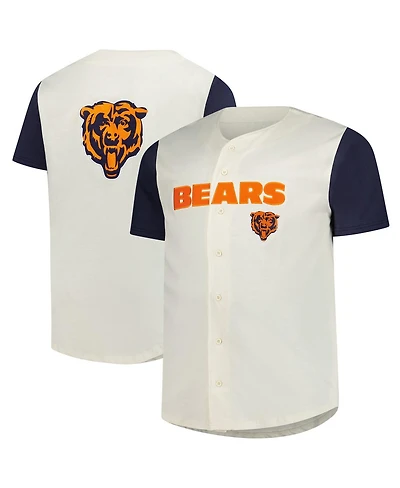 Fanatics Men's Cream Chicago Bears Full-Button Short Sleeve T-Shirt