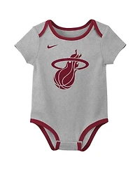 Nike Baby Boys and Girls 3-Pack Miami Heat Bodysuit Set