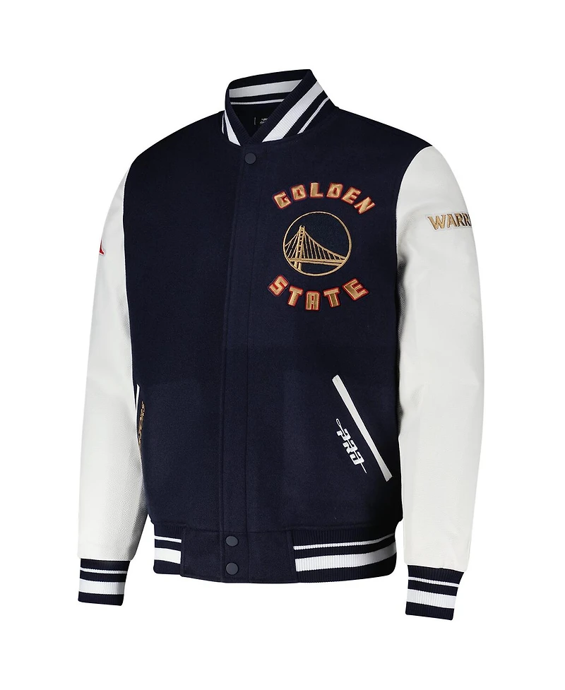 Pro Standard Men's Navy Golden State Warriors 2024/25 City Edition Wool Varsity Full-Zip Jacket