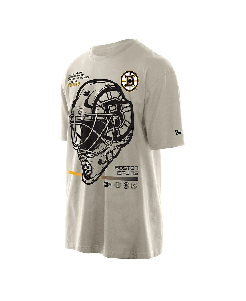 New Era Men's Tan Boston Bruins Goalie Mask T-Shirt