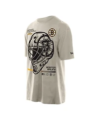 New Era Men's Tan Boston Bruins Goalie Mask T-Shirt