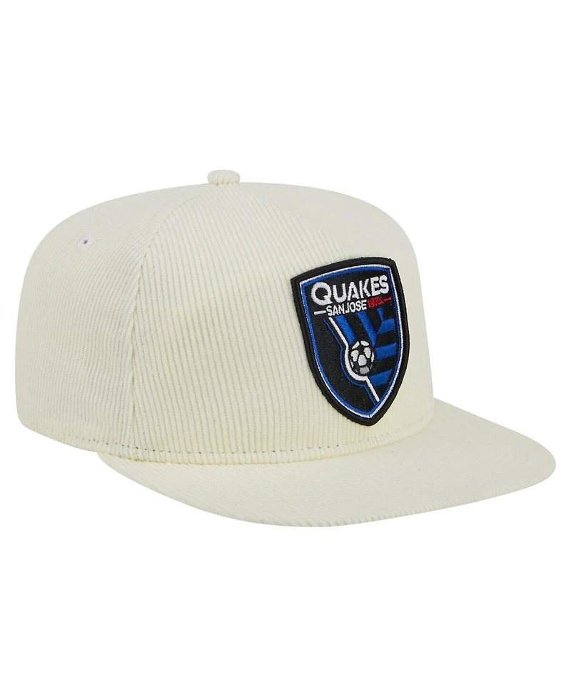 New Era Men's Cream San Jose Earthquakes 2025 Kickoff Snapback Golfer Hat