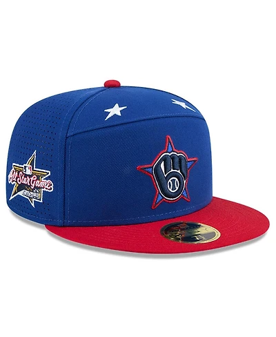 New Era Men's Blue/Red Milwaukee Brewers 2025 Mlb All-Star Game Workout Side Patch 59FIFTY Fitted Hat