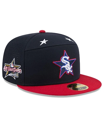 New Era Men's Navy/Red Chicago White Sox 2025 Mlb All-Star Game Workout Side Patch 59FIFTY Fitted Hat