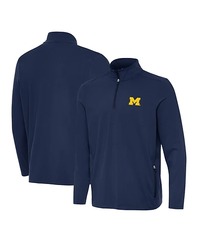 Antigua Men's Navy Michigan Wolverines Perilous Quarter-Zip Pullover T-Shirt