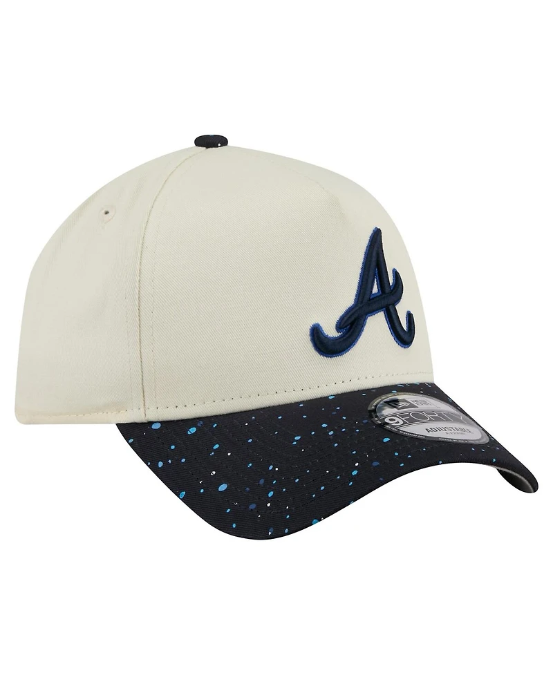 New Era Men's Cream Atlanta Braves Speckle A-Frame 9FORTY Adjustable Hat
