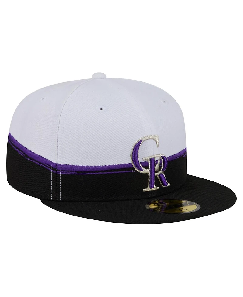 New Era Men's Black/White Colorado Rockies Paint Stroke 59FIFTY Fitted Hat