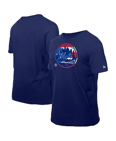 New Era Men's Navy York Mets Puerto Rican Flag Logo T-Shirt