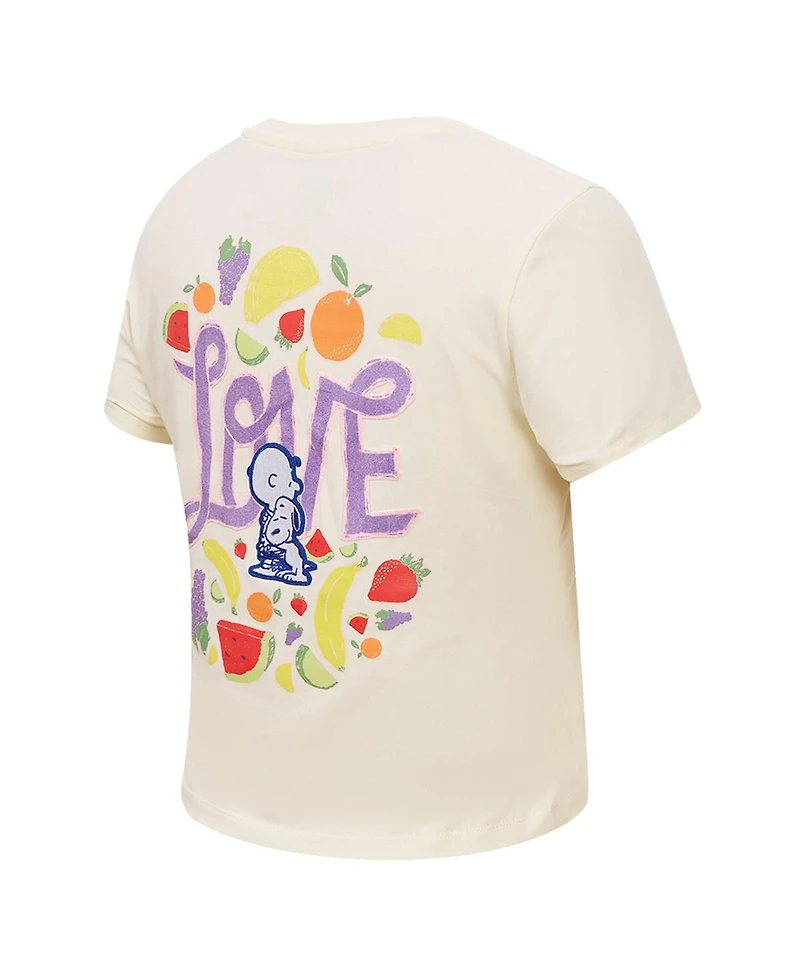 Freeze Max Women's Cream Peanuts Sweet Love Baby Doll Cropped T-Shirt