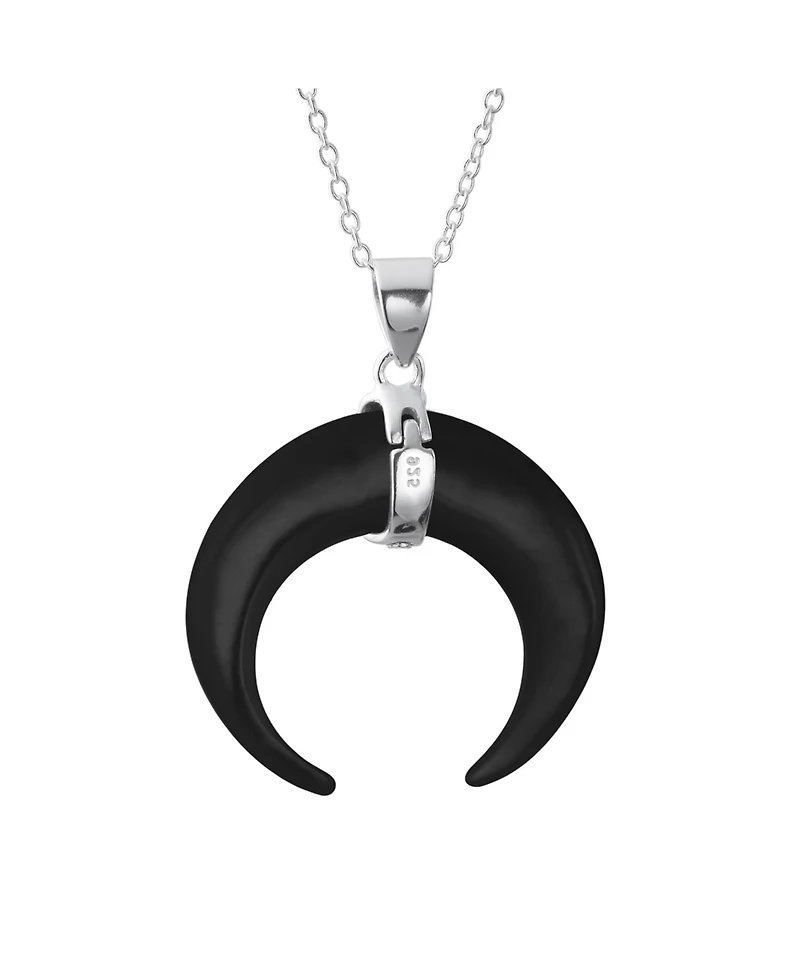 Bling Jewelry Boho Tribal Style Horn Italian Crescent Luna Waning Half Moon Pendant Necklace Sterling Silver