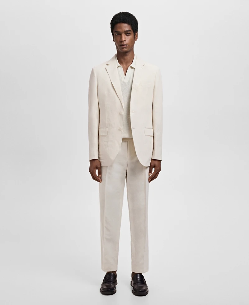 Mango Men's Pleated Linen Lyocell Pants