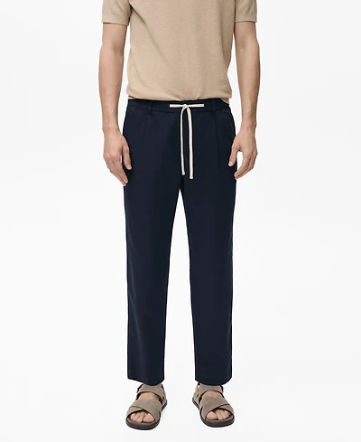 Mango Men's Slim-Fit Drawstring Linen Pants