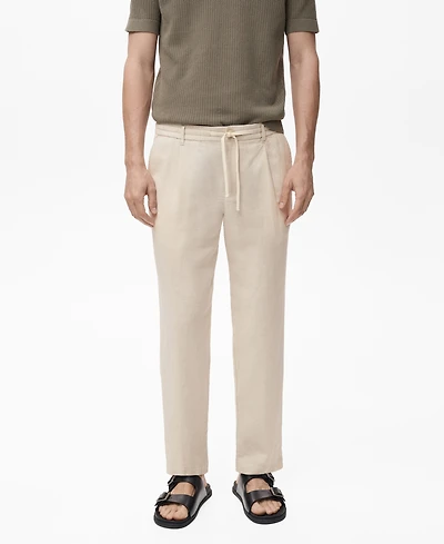 Mango Men's Slim-Fit Drawstring Linen Pants