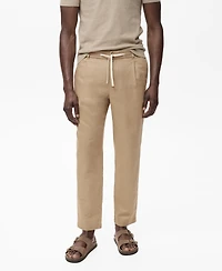 Mango Men's Slim-Fit Drawstring Linen Pants