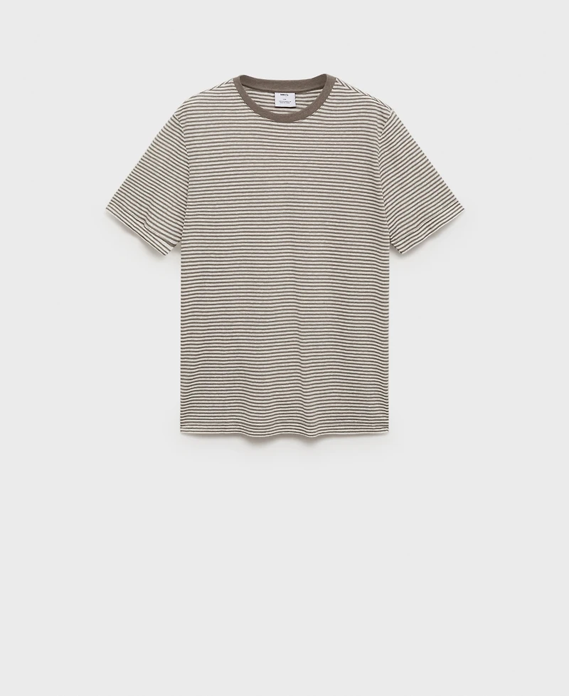 Mango Men's Striped Slim-Fit Linen T-Shirt