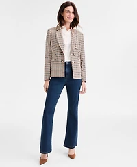 Jones New York Women's Faux Double Breasted Elbow Patch Jacket