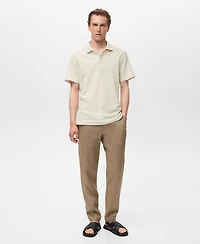 Mango Men's Fine Rib-Knit Polo Shirt