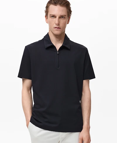 Mango Men's Zip Neck Polo Shirt