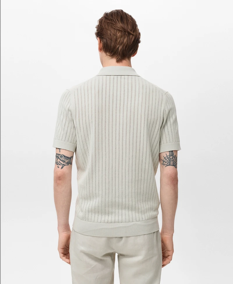 Mango Men's Openwork Detail Cotton Shirt