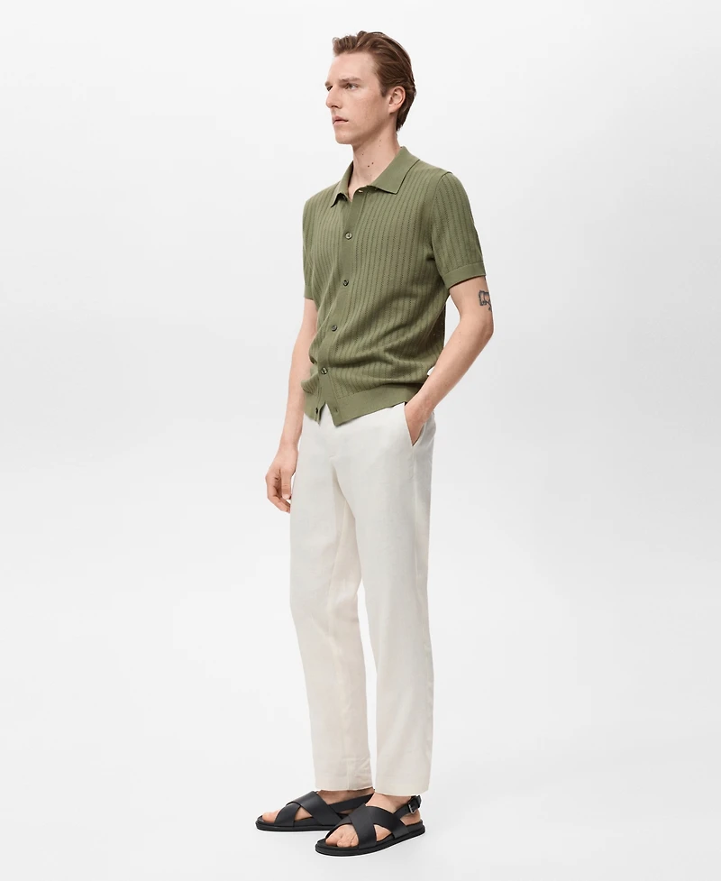 Mango Men's Openwork Detail Cotton Shirt