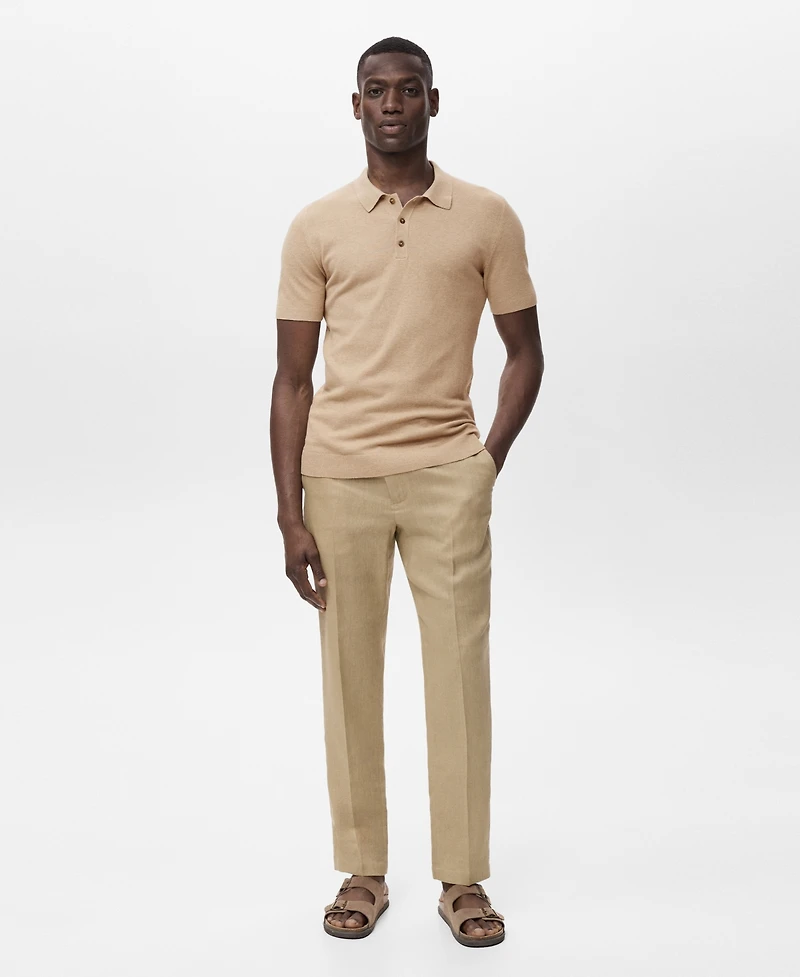 Mango Men's Fine-Knit Cotton Polo Shirt