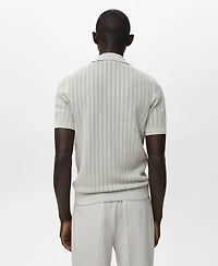 Mango Men's Fine-Knit Herringbone Polo Shirt