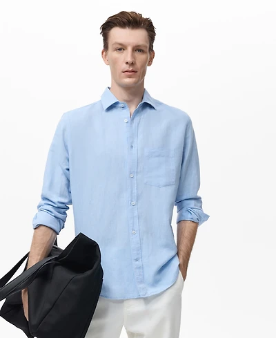Mango Men's Pocket Linen Shirt