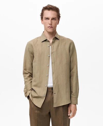 Mango Men's Linen Pinstripe Shirt
